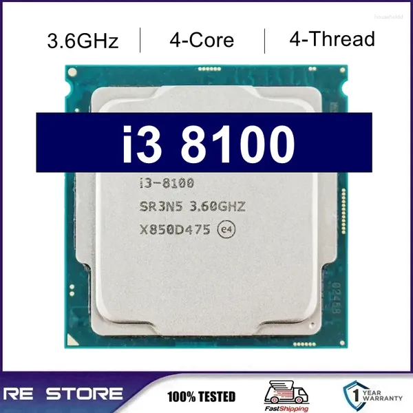 Placas-mãe usadas Core I3-8100 I3 8100 3.6GHz Quad-Core Quad-Thread CPU Processador 6M 85W LGA 1151