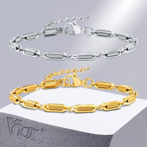 Link pulseiras vnox legal primavera em forma de corrente para mulheres homens elegante aço inoxidável tubo redondo links pulseira
