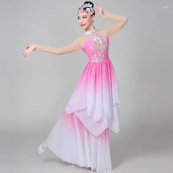 Abbigliamento da palcoscenico Costume da danza cinese da donna Abito femminile Abito quadrato Yangko Spettacolo classico nazionale