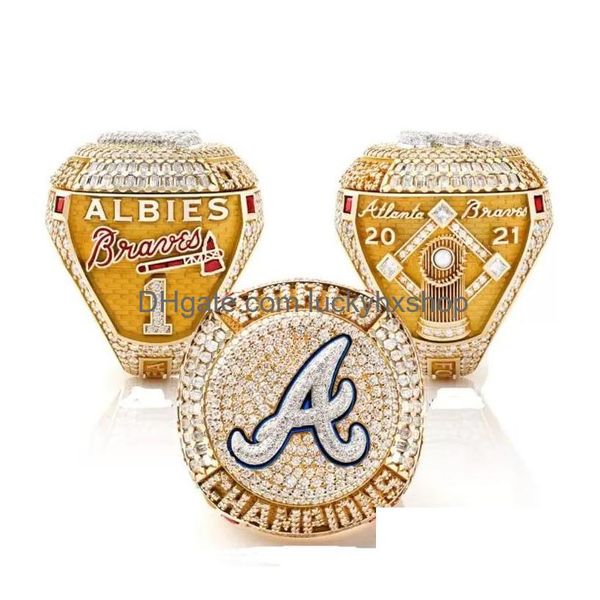 Высококачественное кольцо для 9 игроков с именами Soler Man Albies 2021 2022 World Series Baseball Braves Team Championship с деревянной витриной Box Souven Dhiba