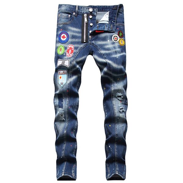 TR APSTAR DSQ Herrenjeans D2 Hip Hop Rock Moto DSQ COOLGUY JEANS Design Ripped Denim Biker DSQ Jeans für Herren 095 Farbe Blau