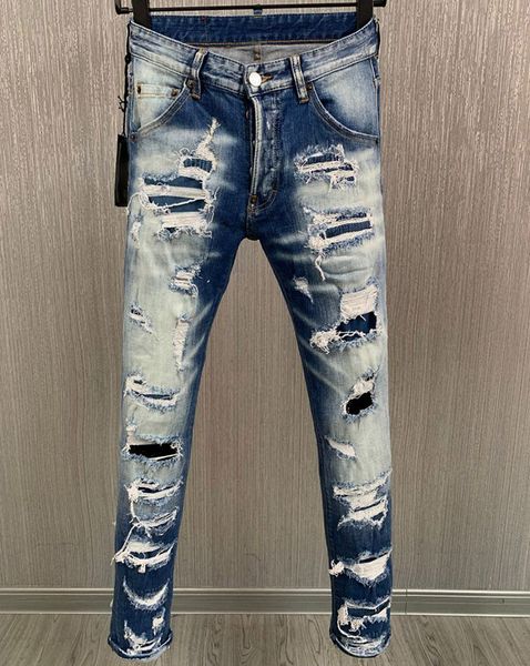 TR APSTAR DSQ Herrenjeans D2 Hip Hop Rock Moto DSQ COOLGUY JEANS Design Ripped Denim Biker Slim DSQ Jeans für Herren 9898 Farbe Blau