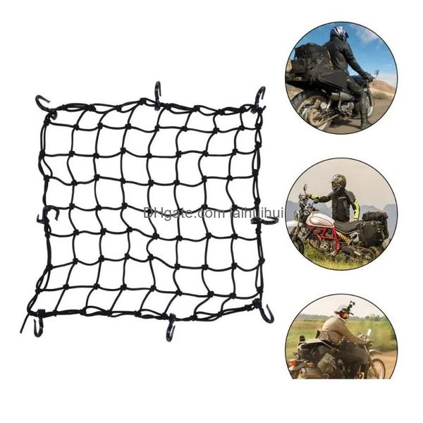 Car Organizer 1Pc Durevole Bike Latex Lage Net Moto Serbatoio carburante Mesh Cargo Drop Delivery Cellulari Moto Accessori interni Dhgmw