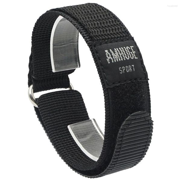 İzle Bantlar Amhuge 18mm 20mm 22mm Hook Loop Naylon Sport Band Su Geçirmez ve Paslanmaz Çelik Tokalı Açık Kayış