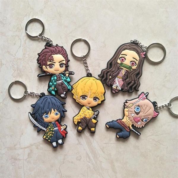 Portachiavi Anime Demon Slayer Kimetsu No Yaiba Portachiavi Double-Side Portachiavi Borsa per auto Ciondolo Figura Portachiavi Mix 30 pz / lotto Wholesa191L