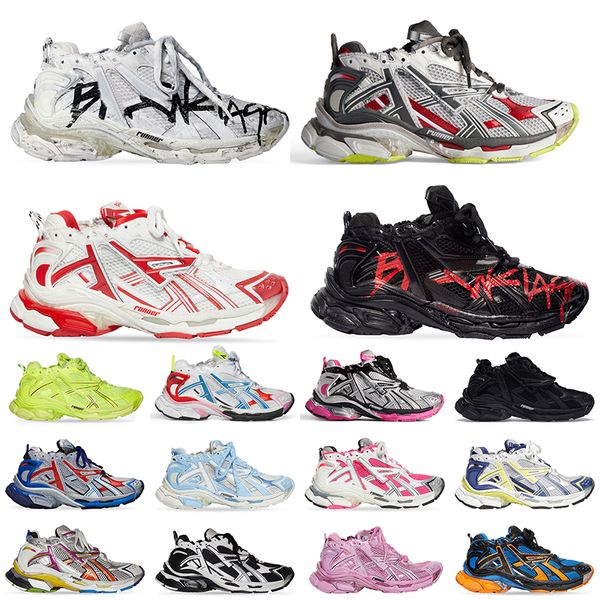 Track Runners 7.0 Sneakers Designer Sapatos Mens Mulheres Balenciasgasity Faixas 7 Luxurys Homens Vestido Sapatos Graffiti Rosa Branco Azul Laranja Preto Treinadores Dhgates