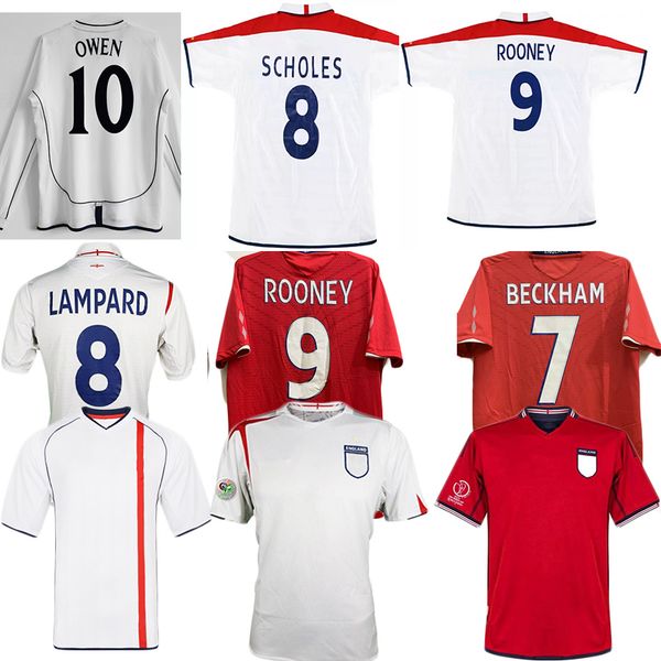 2000 02 04 06 08 10 12 Seleção de futebol retrô Gerrard Shearer Lampard Rooney Inglaterra Owen Terry Classic Shirt