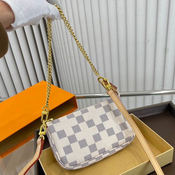 Portafoglio da donna Borsa firmata Porta carte di lusso Borsa a tracolla alla moda Borsa a tracolla Mini pochette a quadri bianca Borsa a tracolla classica