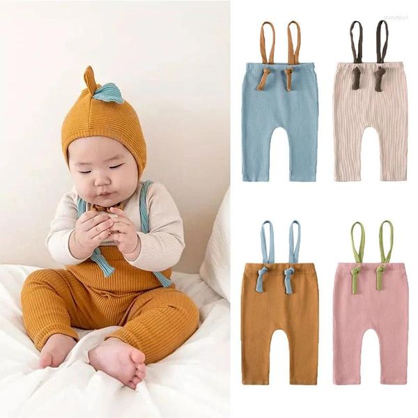 Hosen Kleinkind Kleidung Baby Feste Overall Leggings Hosenträger Hosen Overalls Baumwolle Elastizität Für Geborene Mädchen Jungen 3-24M