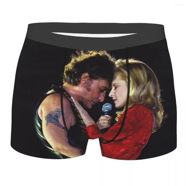 Cuecas sexy boxer shorts calcinha briefs homem johnny hallyday e sylvie roupa interior rock música cantor francês macio para homme