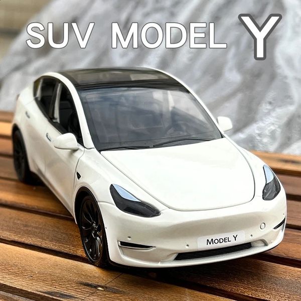 1 24 Model Y SUV Legierung Automodell Druckguss Metall Spielzeugfahrzeug Automodell Simulation Sound und Licht Sammlung Geschenke Jungen 240129