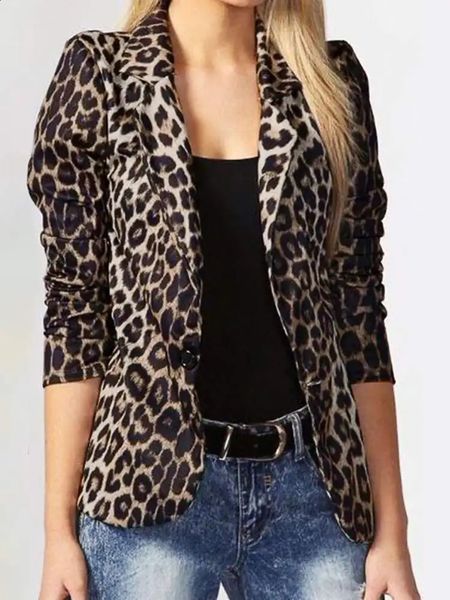 ZANZEA Übergroßen Button Up Outwears Frauen OL Blazer Mode Damen Büro Anzüge Frühling Sommer Weibliche Leopard Revers Mäntel 240127