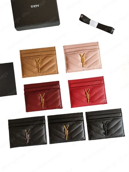 Designer mulheres titulares de cartão croco acolchoado caviar cartões de crédito carteiras mini carteira com caixa material de couro genuíno 423291
