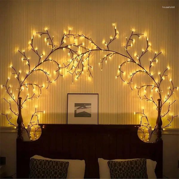 Fiori decorativi lucidi incantati salice vite pieghevole illuminato ramo di albero luci da parete a led per librerie