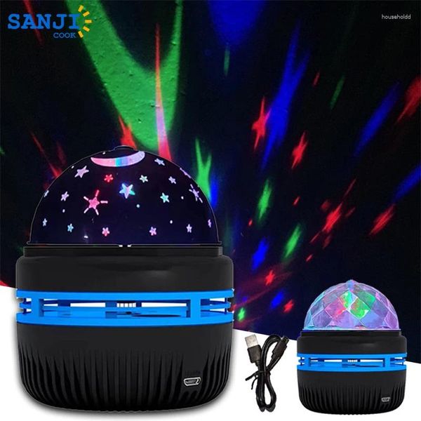 Luci notturne SanjiCook LED Lampada di proiezione colorata del cielo stellato Rotante Sfera magica Luna Stella Luce di cristallo Decorazione della camera da letto