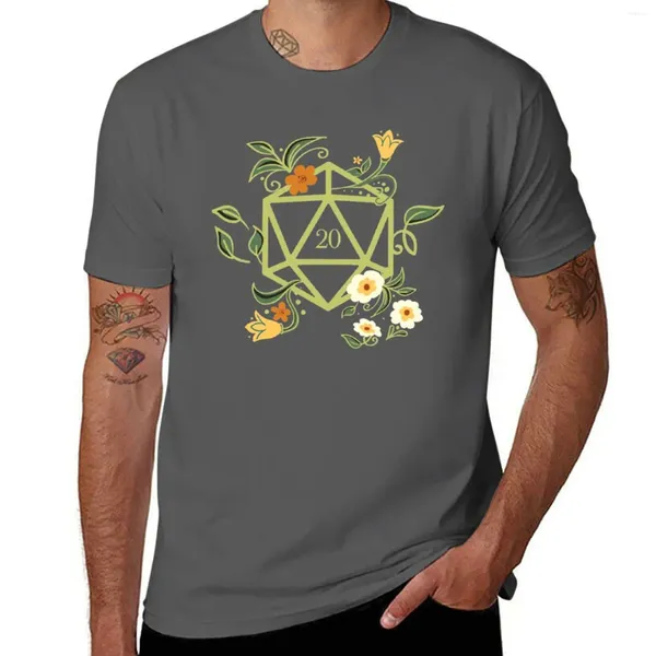 Polos masculinos Polyhedral D20 Dice Mesa RPG Green Thumb T-Shirt Gráficos Blusa Customizeds Camisetas