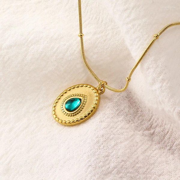 Pingente colares na moda waterdrop forma cristal zircão colar para mulheres menina luxo projetos de aço inoxidável festa jóias 2024
