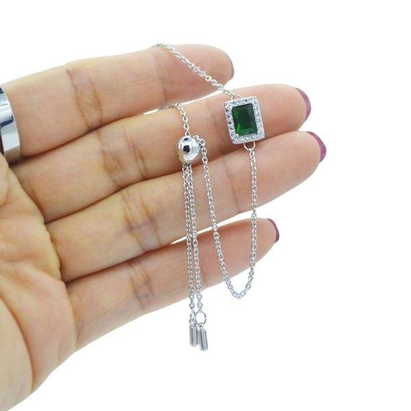 Swarovskis pulseira designer feminino qualidade original charme pulseiras essência verde quadrado pulseira elemento feminino cristal esmeralda pulseira