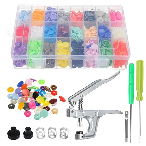 Nuovi 24 colori Pinze per bottoni automatici in metallo Kam Button T5 snap 360 T5 Bottoni in resina plastica Bottoni a pressione Pinze per presse in stoffa Set di strumenti Y235w