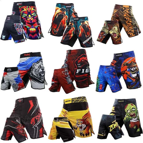 Pantaloncini da palestra MMA Fitness Orso leone Pantaloni Muay Thai da uomo Kickboxing Pantaloncini da boxe Tronchi da allenamento Martial Jiu-Jitsu Fight Wear 240119