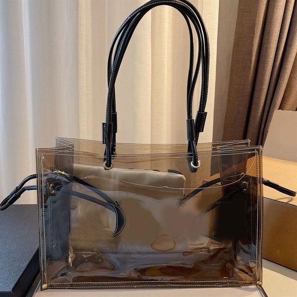 Saco de compras transparente tote claro bolsa pvc geléia sacos de ombro moda carta interior bolso carteiras senhora Handbags280e