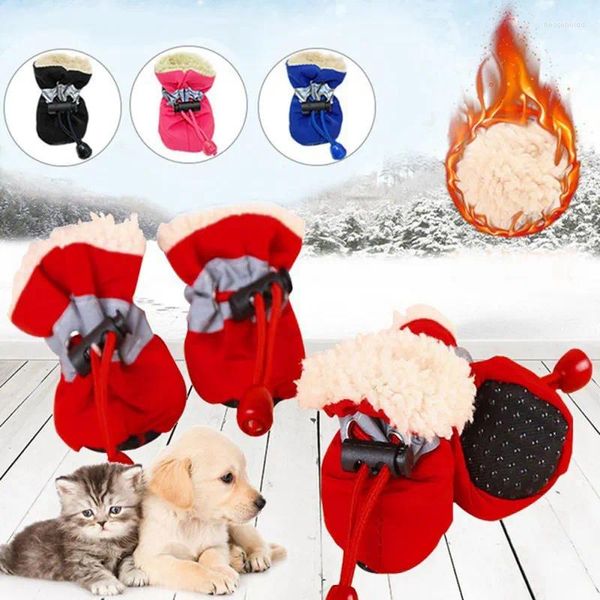 Vestuário para cães 4 unidades / conjunto à prova d'água inverno quente sapatos para animais de estimação antiderrapante chuva botas de neve calçados grossos para gatos filhote de cachorro chihuahua meias botas