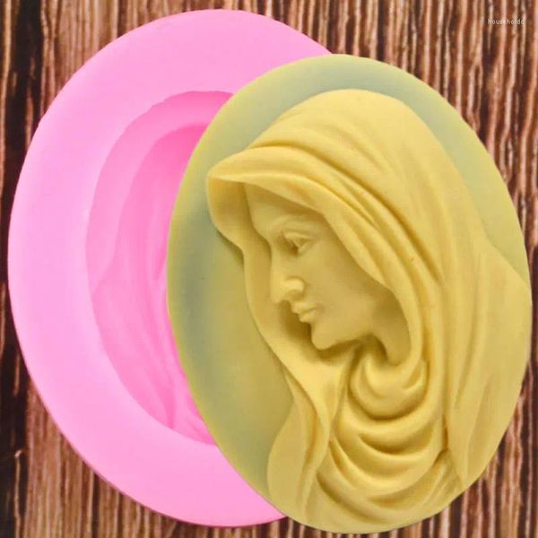 Moldes de cozimento virgem maria freira cameo moldes de silicone chocolate cupcake molde diy natal fondant ferramentas de decoração do bolo doces argila resina