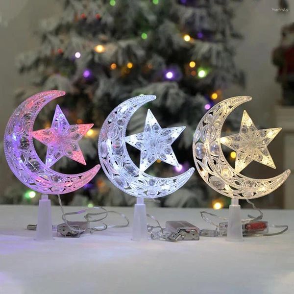 Decorações de Natal Árvore de Natal Top Star Topper Brilhante LED Pentagrama Decoração para Fontes de Festa em Casa 2024 Ano