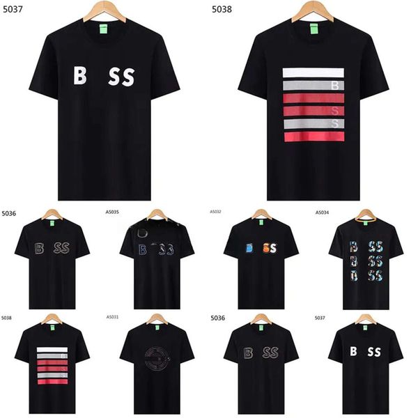 Moda BS Mens Camiseta de Alta Qualidade Moda Masculina T-shirt Luxo Polo Pescoço Respirável Top Boss Business Camisa Casual Tee Homem Tops Designer Camisas Homens Tamanho