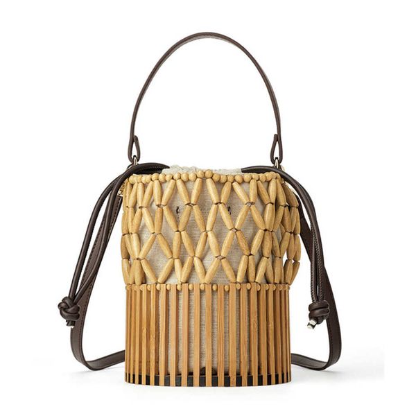 Nuova borsa diagonale in bambù borsa intrecciata a mano borsa portatile in rattan borsa da spiaggia per le vacanze borsa a tracolla artigianale