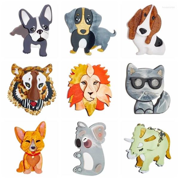 Broches yaologe acrílico dos desenhos animados gato cão tigre leão para unisex crianças bonito animais de estimação emblemas pinos acessórios jóias presente