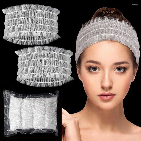 Pincéis de maquiagem 100 peças descartáveis spa headbands macio não tecido faixa de cabelo facial elástico cuidados com a pele yoga sauna lavagem rosto suprimentos