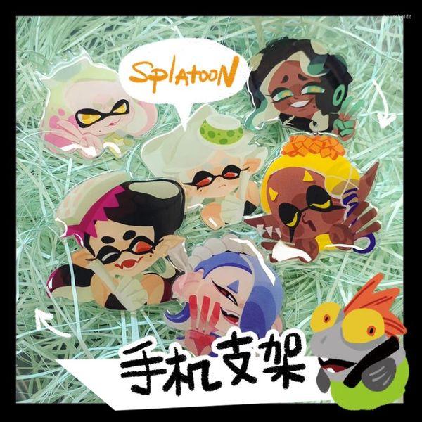 Anahtarlıklar Splatoon 3 Telefon Stand Octopus kalamar çizgi film sevimli oyun çevre birimleri otaku hediyesi