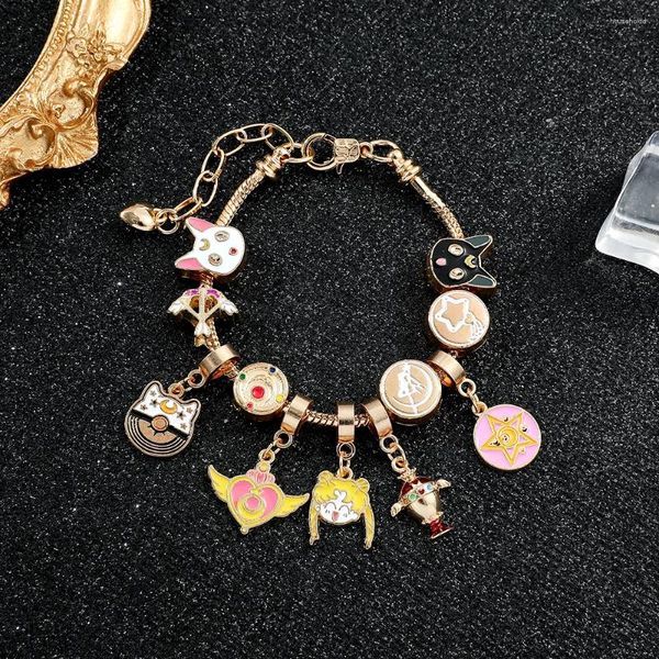 Charm Armbänder Anime Sailor Moon Charms Kawaii Tsukino Usagi Anhänger Katze Perlen Armreifen Für Frauen Mädchen Handketten Schmuck Geschenke