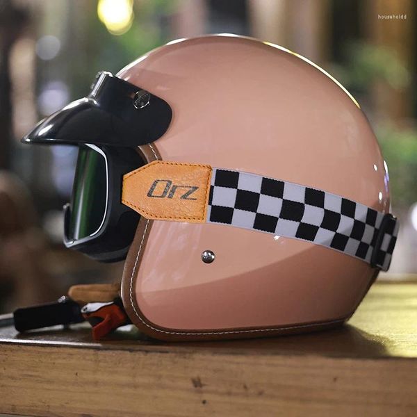 Caschi Moto ORZ Casco 3/4 Uomo E Donna Retro Latte Vespa Mezzo Scooter