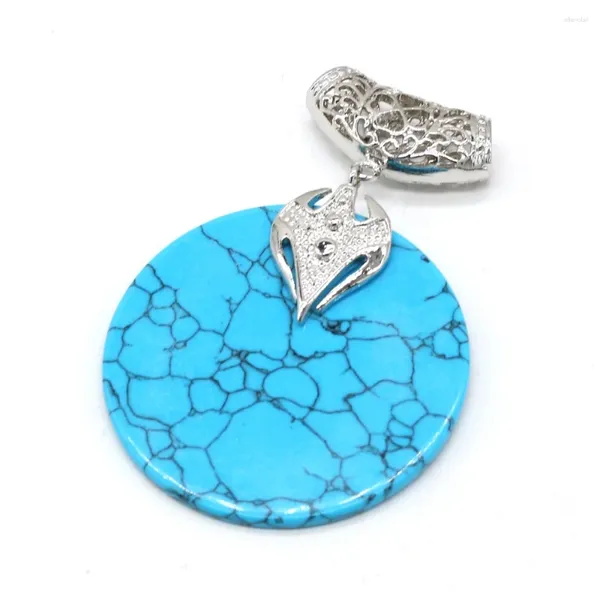 Anhänger Halsketten Naturstein Mode Blaue Türkise Disc Charms Für Frauen Schmuck Machen DIY Ethnischen Stil Halskette Zubehör Geschenk