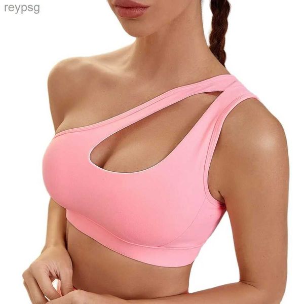 Sutiãs conjuntos de um ombro esportes roupa interior fitness yoga secagem rápida colete à prova de choque correndo sutiã para mulher yq240203