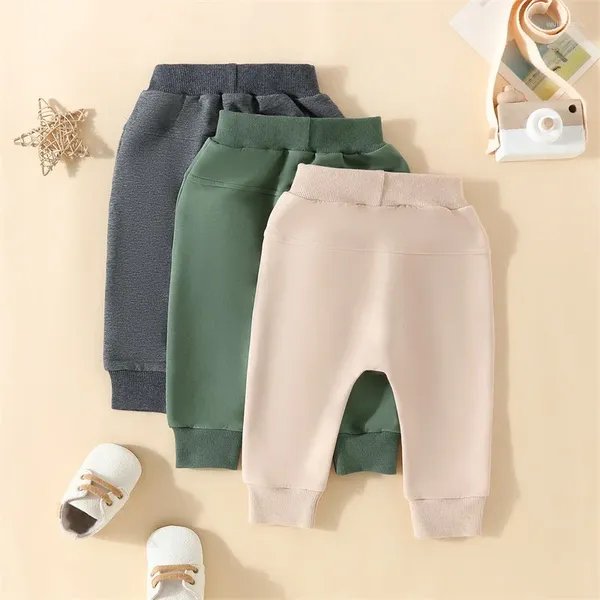 Pantaloni Bambino Neonato Confezione da 3 Pantaloni Jogger Pantaloni sportivi attivi in cotone con vita elastica tinta unita