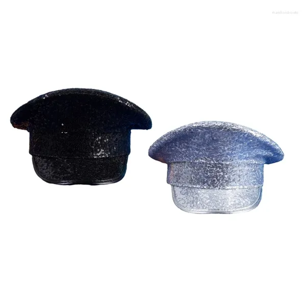 Berrette paillettes Capitano cappello da yacht cappelli barche Skippers costume navy marine per le donne di Braidal