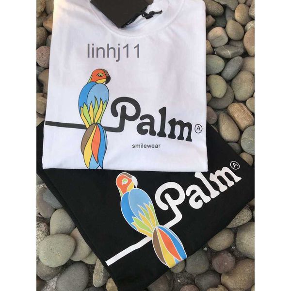 Mens Camisetas Designer Moda Roupas Luxo Casual Tees Palmes Anjo Dos Desenhos Animados Parrot Carta Imprimir Em Torno Do Pescoço Manga Curta Solta Versátil TshirtaABW2