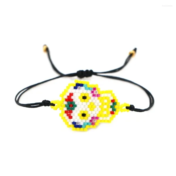 Braccialetti a maglie Go2boho Perline con teschio multicolore Gioielli Miyuki Tessuto regolabile in stile messicano