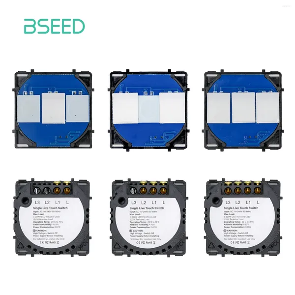 Controle Home Inteligente Bseed 1/2 / 3Gang Touch Switch Função Chave Interruptores de Luz de Parede Inserir Parte Led Power Blue Backlight Module