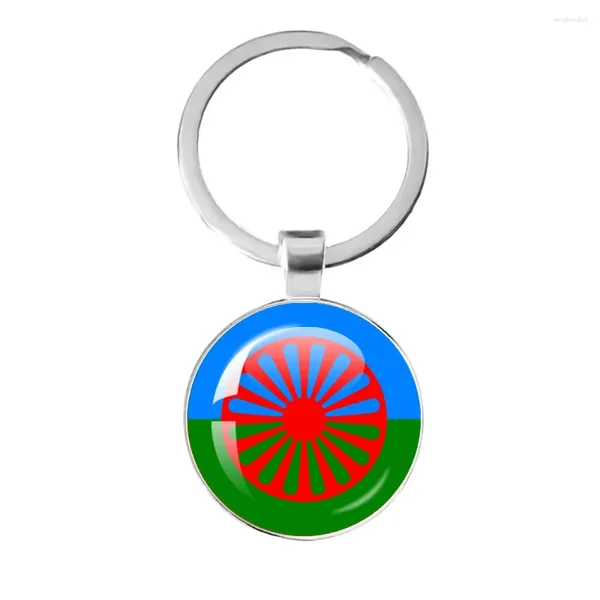 Anahtarlık çingene bayrağı Romani Halklar Anahtarlık Anahtar Kuyruklu Takı Kolye Dışbükey Cam Arkadaşları Jewels Hediye