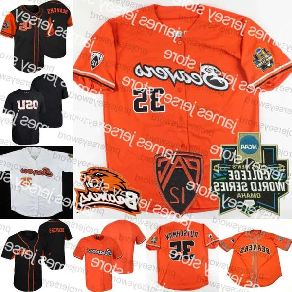 #35 New Adley Rutschman Oregon State Beavers Jersey NCAA 2018 College World Series Pac 12 Patch Benutzerdefinierte Baseball-Trikots mit beliebigem Namen und Nummer S High s