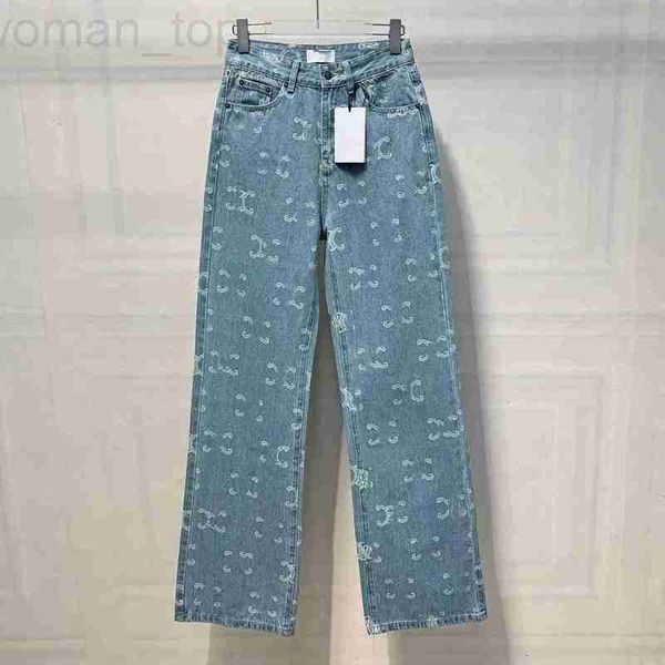 Jeans da donna Designer 2023 Autunno Nuovo Vita alta Dritto Snello Vestibilità ampia Design confortevole Jacquard SCLI