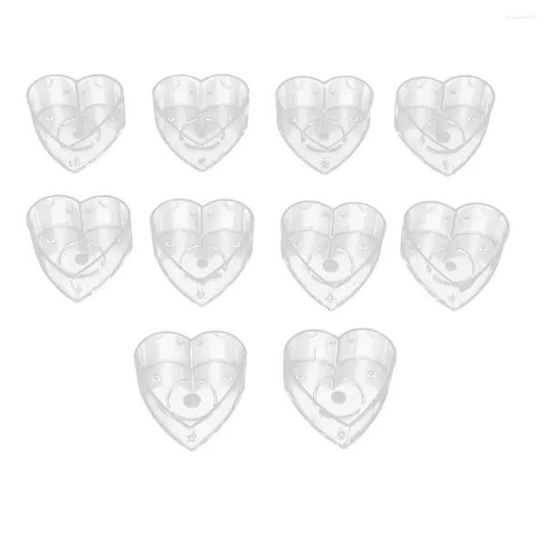 Strumenti artigianali 20 pezzi Fornitura regalo di nozze Candele a forma di cuore d'amore Portabicchieri in plastica trasparente Creazione di candele fai-da-te
