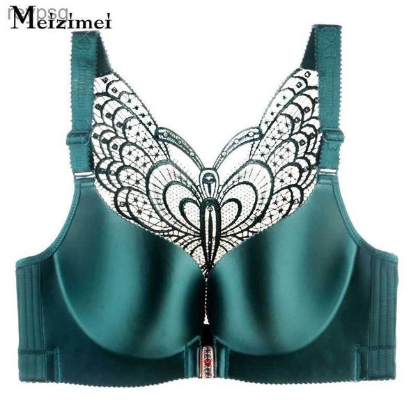 BHs BHs Meizimei Sexy nahtloser BH mit Vorderverschluss, großer Schmetterling, verstellbarer Push-Up, Übergröße für Frauen, große Größe C D E Cup Büstenhalter YQ240203