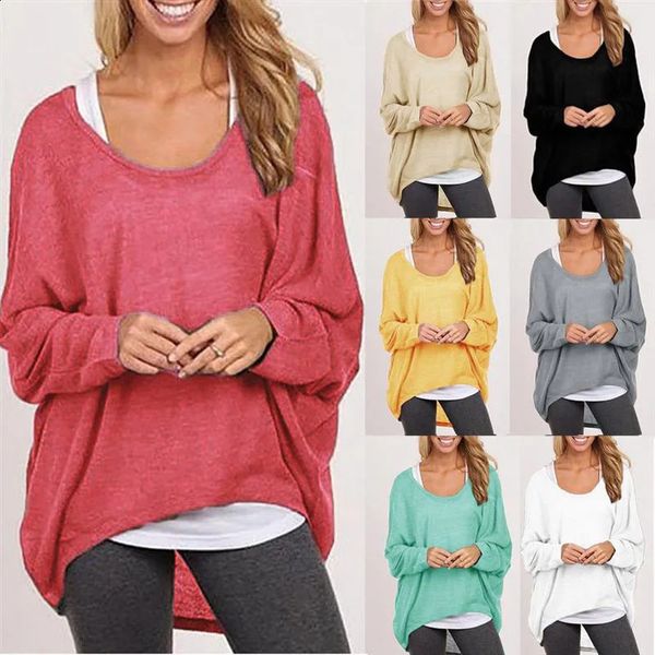 Frühling T Shirt Frauen T-shirt Oversize Casual Lose Batwing Langarm Tops weibliche Jumper Pullover tunika XXL 240118