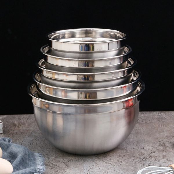 6 pçs conjunto de tigelas de aço inoxidável aninhamento tigelas de mistura cozinha jantar salada tigelas para cozinhar cozimento bacia de armazenamento de alimentos utensílios de mesa 240130
