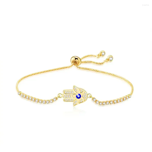 Charme Pulseiras CZ Cristal Banhado A Ouro Latão Flor Hamsa Mão De Fátima Pulseira Mulheres Cubic Zirconia Eye Jóias Presente